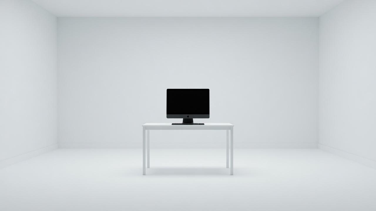White room with iMac on a desk